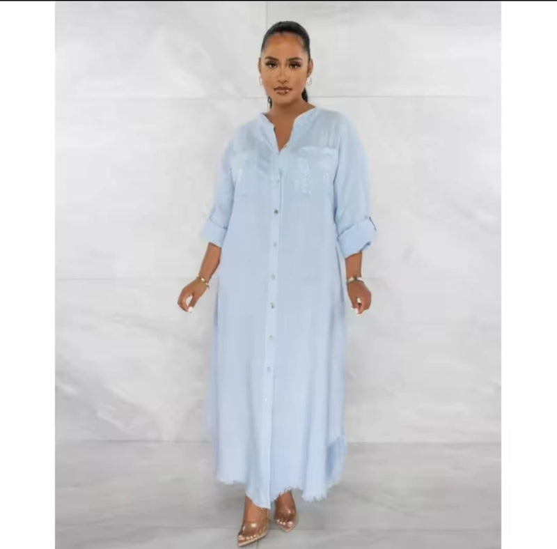 Elegant African Dashiki Dresses for Women Long Sleeve V Neck Polyester Maxi Dress  B112493 - TUZZUT Qatar Online Shopping