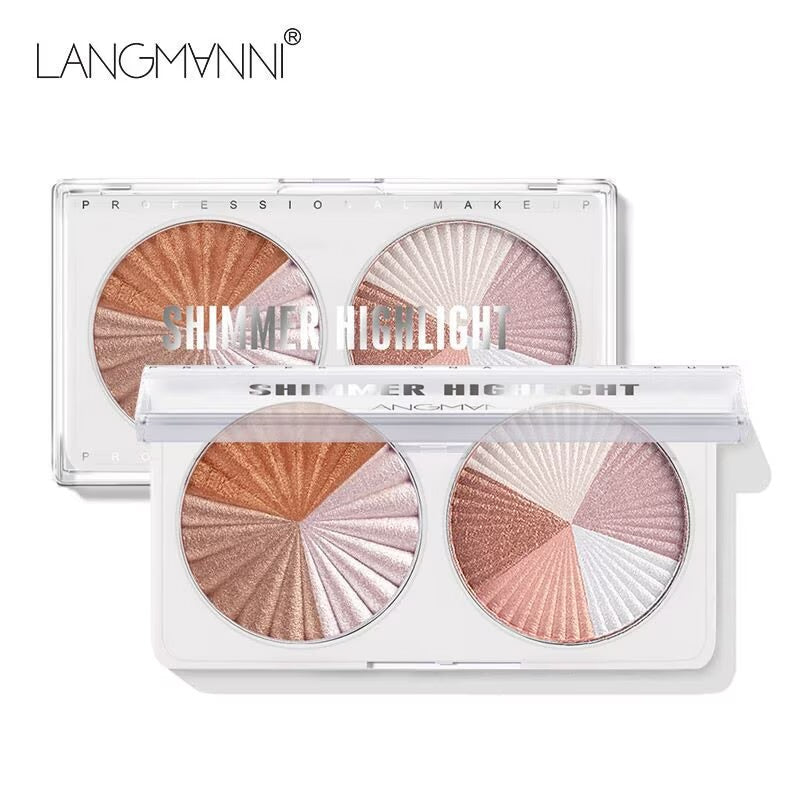 Highlighter Double-disc Mixed Color High Gloss Face Bronzer Highlighter Shimmer Powder 407743