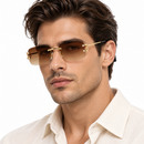 Brown Gradient Rimless Sunglasses with Gold Tone-45