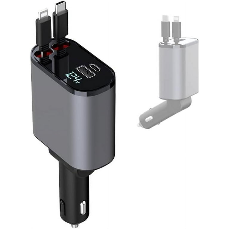 4 in 1 Retractable Fast Car Phone Charger 120W (Type-C, iOS, USB-C & USB interface) 4 in 1 Retractable Fast Car Phone Charger 120W (Type-C, iOS, USB-C & USB interface)