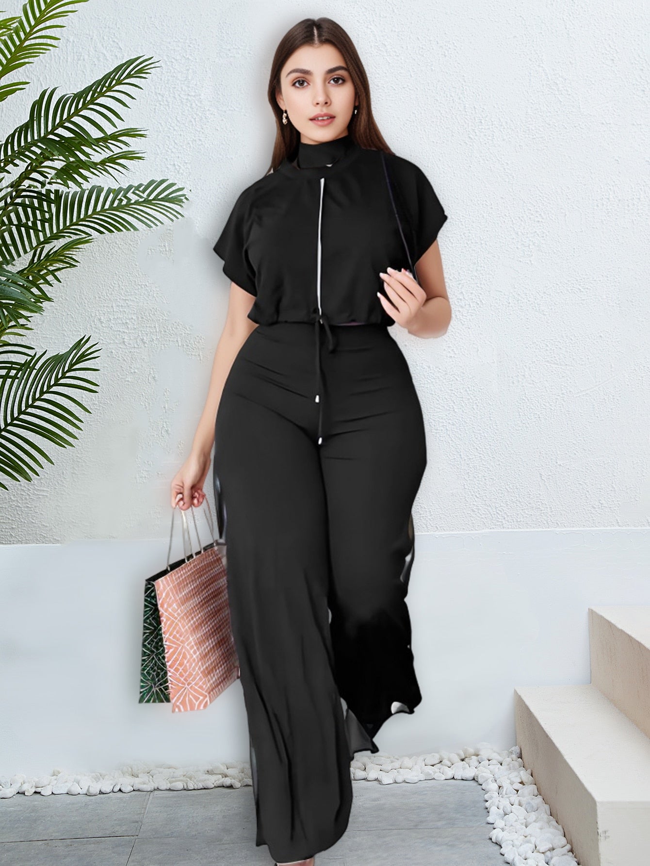 2 Pcs Women's Solid Color Pants Set S 429292 2 Pcs Women's Solid Color Pants Set S 429292