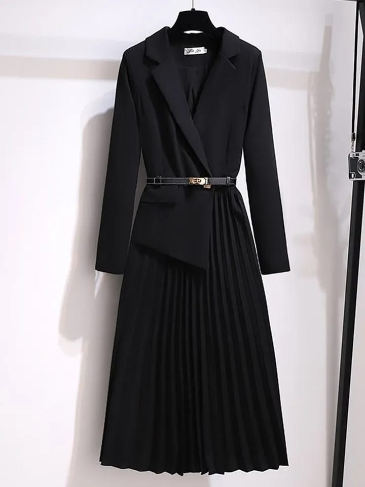 Vintage Pleated Belt Patchwork One Piece Blazer X4030153 Vintage Pleated Belt Patchwork One Piece Blazer X4030153