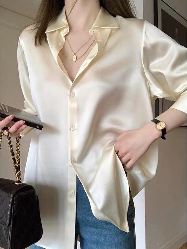 Women's Long Sleeve Solid Color Shirts & Blouses S 483875