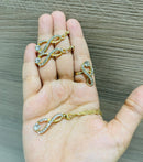 Women 3Pcs Fashion Necklace Earrings Opening Ring Bracelet jewelry sets necklace set 442935 - TUZZUT Qatar Online Shopping