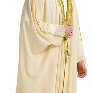 Arabian Men's Premium Cream/Off-White Bisht with Gold Embroidery B-329820 Arabian Men's Premium Cream/Off-White Bisht with Gold Embroidery B-329820