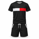 Men’s Black Colour-Block T-Shirt & Shorts Set SSDR3219– Large