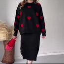 Women's Skirt Set 2 Piece Sets Round Neck Full Sleeve Sweaters Skirts Casual Splice   B196410 - TUZZUT Qatar Online Shopping