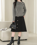 Asymmetrical Collared Shaggy Knit Pullover 62267 - TUZZUT Qatar Online Shopping