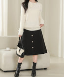 Asymmetrical Collared Shaggy Knit Pullover 62267 - TUZZUT Qatar Online Shopping