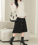 Asymmetrical Collared Shaggy Knit Pullover 62267 - TUZZUT Qatar Online Shopping