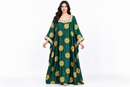 Women’s Emerald Green Medallion Print Kaftan with Gold Trim 64913 - M