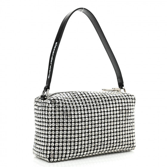 Mesh Crystal Rhinestone Mini Heiress Pouch Black Silver   S4535508 - TUZZUT Qatar Online Shopping