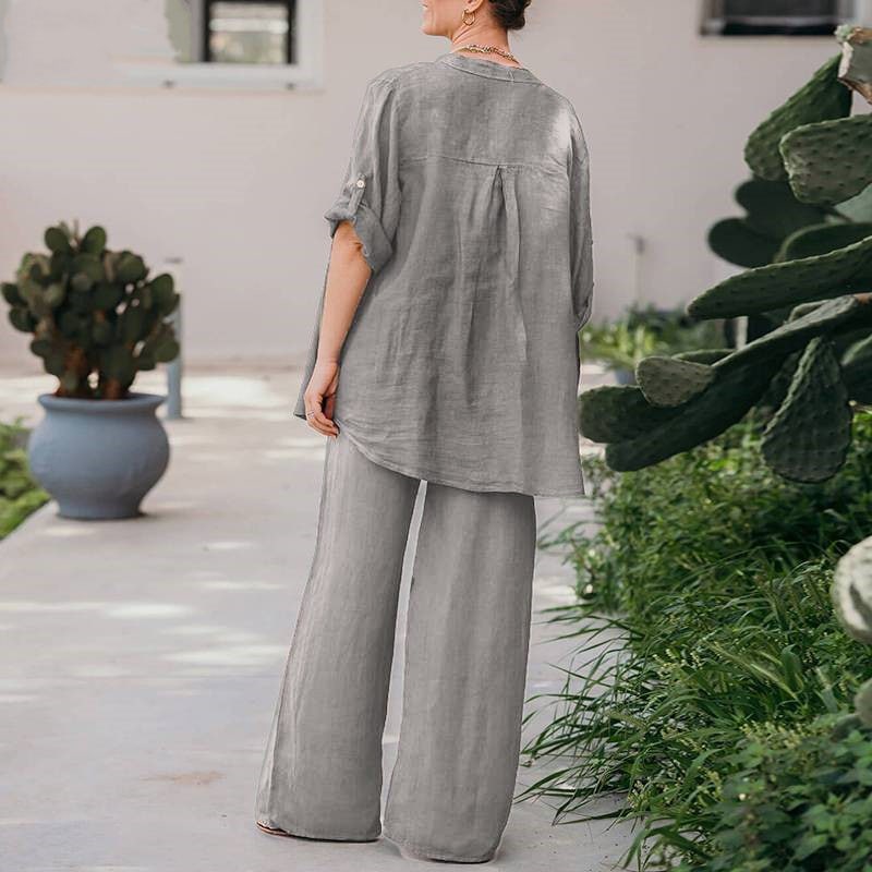 2 Pcs Women's Long Sleeve Solid Color Pants Set 2XL 437330