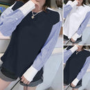 Women Casual Loose Tops Striped Shirt Long Sleeve O-Neck Tops    A9478891 - TUZZUT Qatar Online Shopping