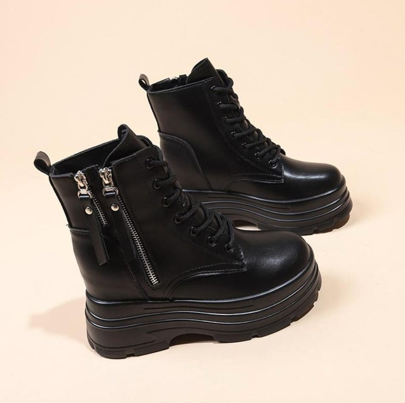 Women Platform Ankle Boots Black 6774 - TUZZUT Qatar Online Shopping