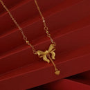 Women Fashion Vintage Gold Bow Heart Tassel Princess Necklace 6513 - TUZZUT Qatar Online Shopping