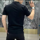 Men's Monochrome Knitted Jacquard Fabric Collart-Shirt S5000461 L - TUZZUT Qatar Online Shopping