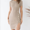 Women's O-Neck Short Sleeve Sweater Dress   236865 - TUZZUT Qatar Online Shopping