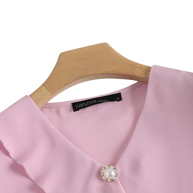 Women Short Sleeve Ruffles Frills Shirt Summer Casual Office Business Blouse Top 4XL S4460657 - Tuzzut.com Qatar Online Shopping