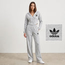 Light Grey Cropped Zip-Up Hoodie & Straight-Leg Trousers Set H-9