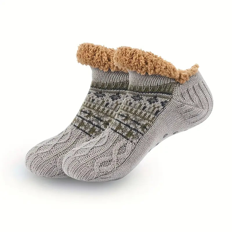 Warm Indoor Anti-Slip Fleece-Lined Floor Socks S5149626 - TUZZUT Qatar Online Shopping