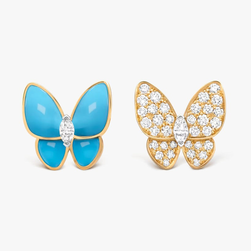 Two Butterfly Earrings DN1002 - TUZZUT Qatar Online Shopping