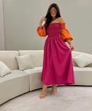 Fordeal Fuchsia and Orange OneShoulder Dress S4605840 - TUZZUT Qatar Online Shopping