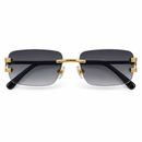 Rimless Rectangular Grey Gradient Sunglasses with Gold-Tone-21