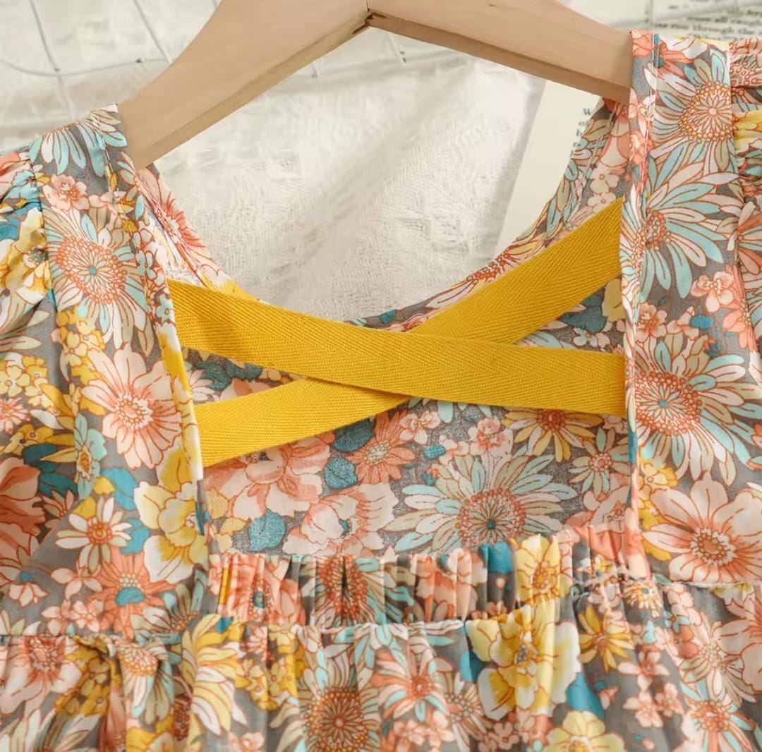Girls' Summer Irregular Flower Backless Stylish Dress X1921280 Girls' Summer Irregular Flower Backless Stylish Dress X1921280