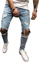 Women's Stretch Skinny Jeans with Taped Ripped Slim Fit Mid Rise Jeans Slim Fit Pencil Pants with Zipper   S5038648 - TUZZUT Qatar Online Shopping