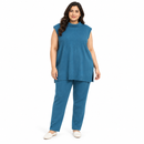 Women’s Teal Blue Sleeveless Knit Tunic & Trouser Set 71743 - 2XL