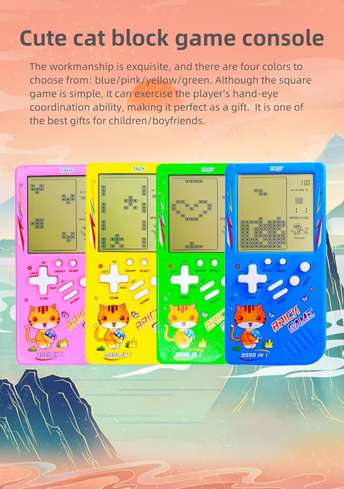 Cute Cat Pattern Block Game Console 23 Brick Games 153953 - TUZZUT Qatar Online Shopping