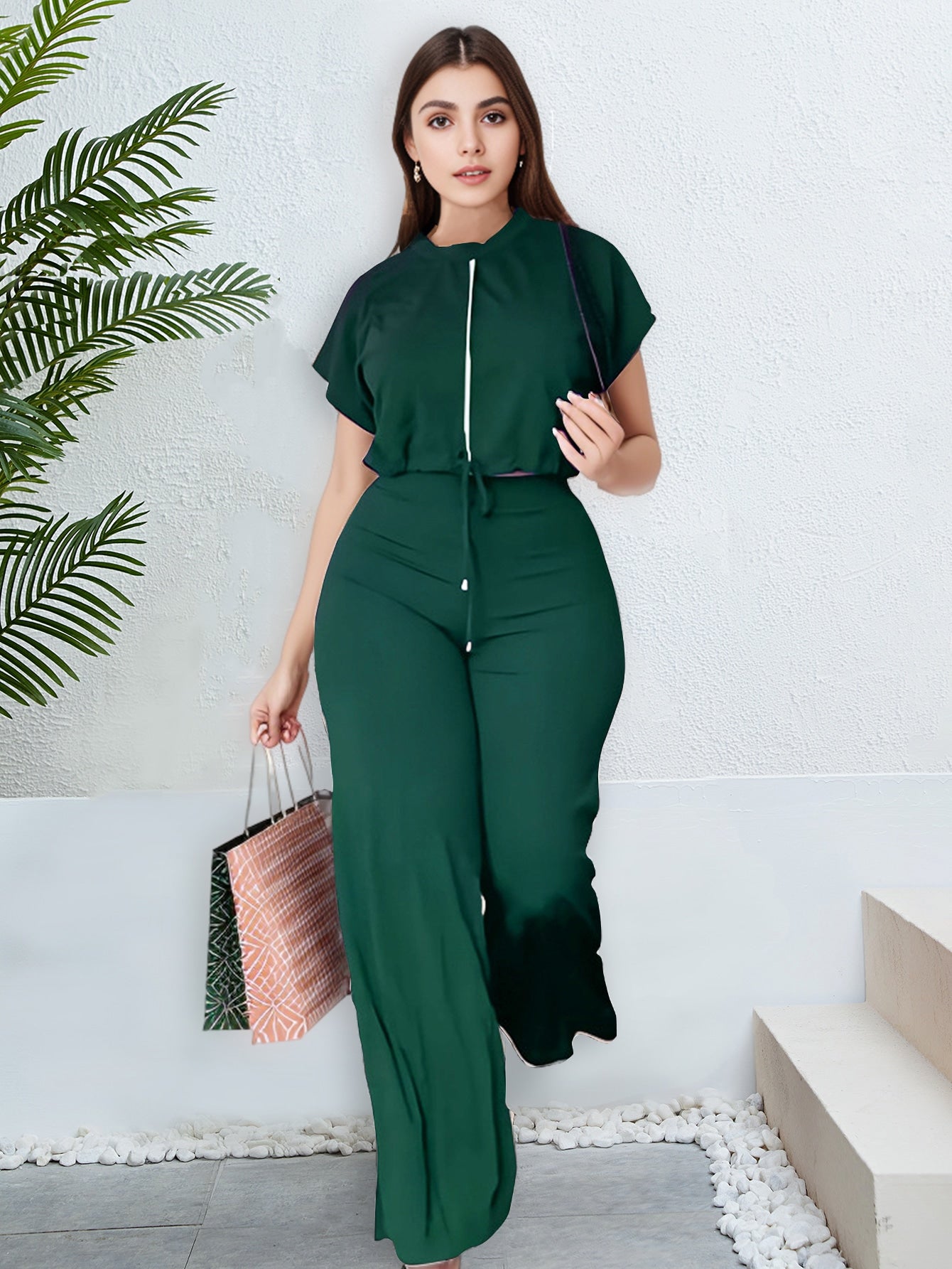 2 Pcs Women's Solid Color Pants Set S 429292 2 Pcs Women's Solid Color Pants Set S 429292