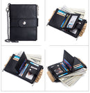 HUMERPAUL Short Wallet Men Genuine Leather Zipper Coin Pocket High Quality Male RFID Card Holder Purse Vintage Credential Walet BP804 - Tuzzut.com Qatar Online Shopping