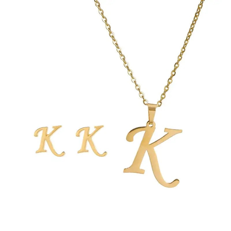 Charm Stainless Steel Initial Pendant Necklace For Women S4489488