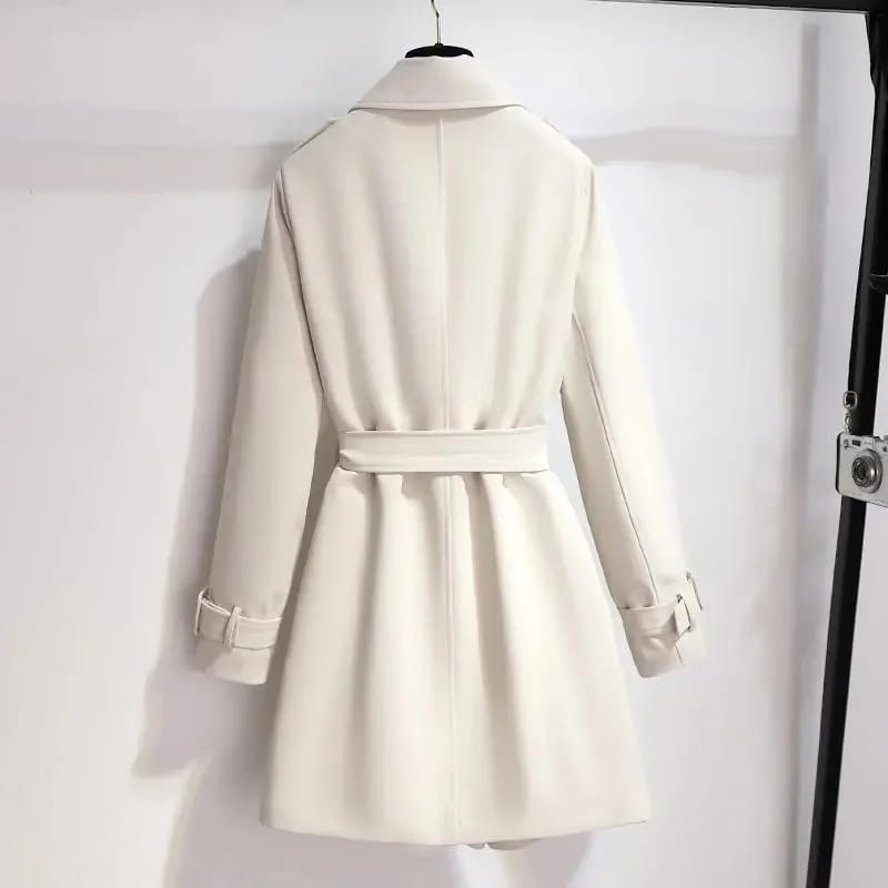 New Spring Autumn Women's Long Trench Coat Windbreaker Female Double-breasted With Belt B-28388