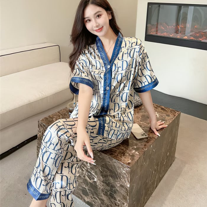 2 Pcs Women 's Short Sleeve Night Set M 590891 - TUZZUT Qatar Online Shopping