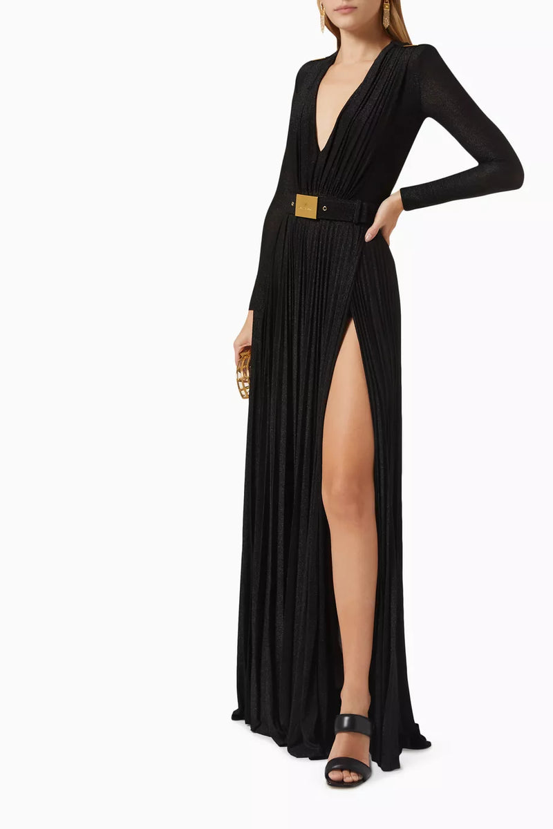 Fashion Solid Color V Neck Evening Party Dress  140056 - TUZZUT Qatar Online Shopping