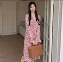 V-neck Long Sleeve Chiffon Floral Print Dress Women's 554572 - TUZZUT Qatar Online Shopping