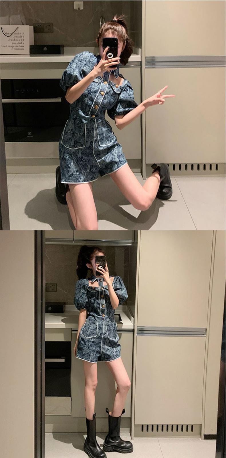 Sandro Rivers Vintage Cut-Out Jumpsuit for Women, Floral Polo Neck Bodysuit, High-Fashion Feel, Summer Fashion L X4442772 Sandro Rivers Vintage Cut-Out Jumpsuit for Women, Floral Polo Neck Bodysuit, High-Fashion Feel, Summer Fashion L X4442772