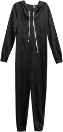 Women's Fashion Fall Winter Zip Up Hooded Sweatsuit Elastic Waist Long Sleeve Jumpsuits   B200495 - TUZZUT Qatar Online Shopping