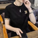 Men's Summer T-Shirt Casual Style Ice Silk Short Sleeves Round Neck T-Shirt Fashionable Letter Printed Design   S649720 - TUZZUT Qatar Online Shopping