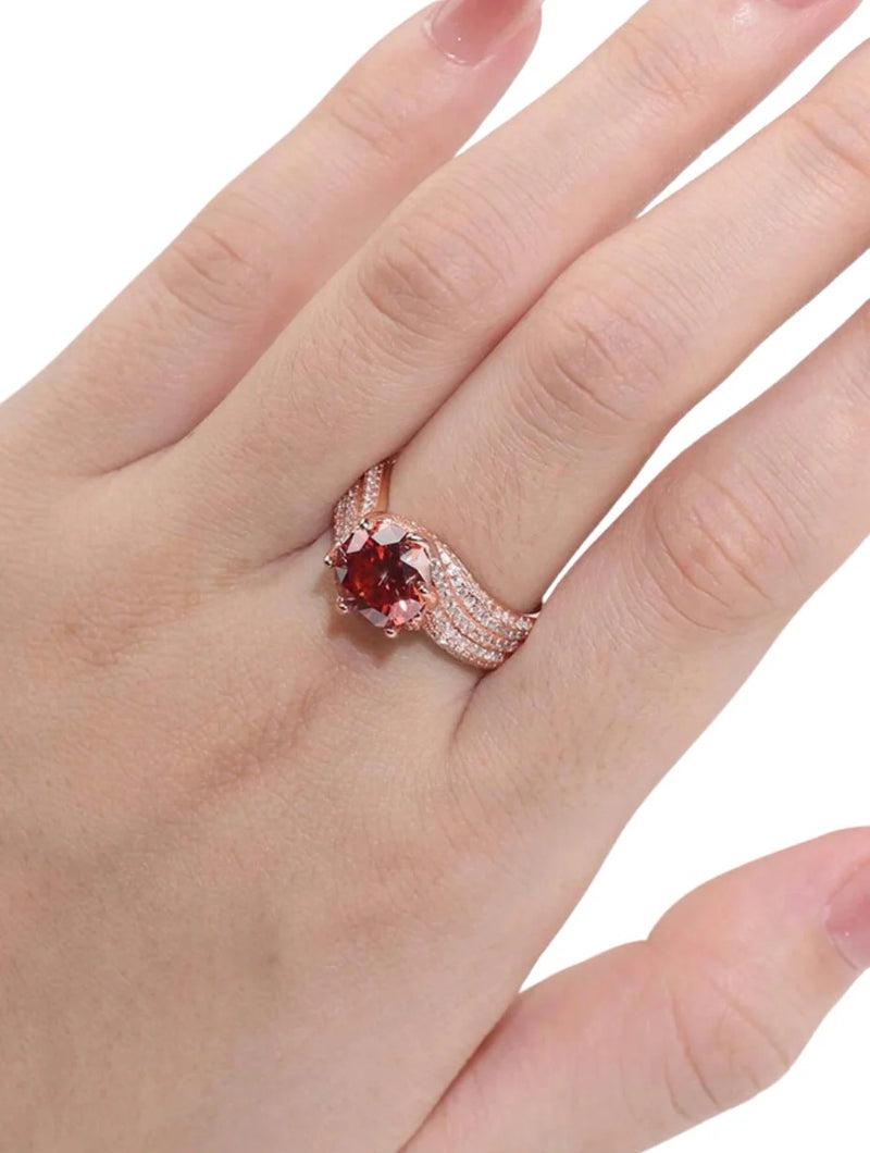 Love Rose Red Moissanite Ring FR363 - TUZZUT Qatar Online Shopping