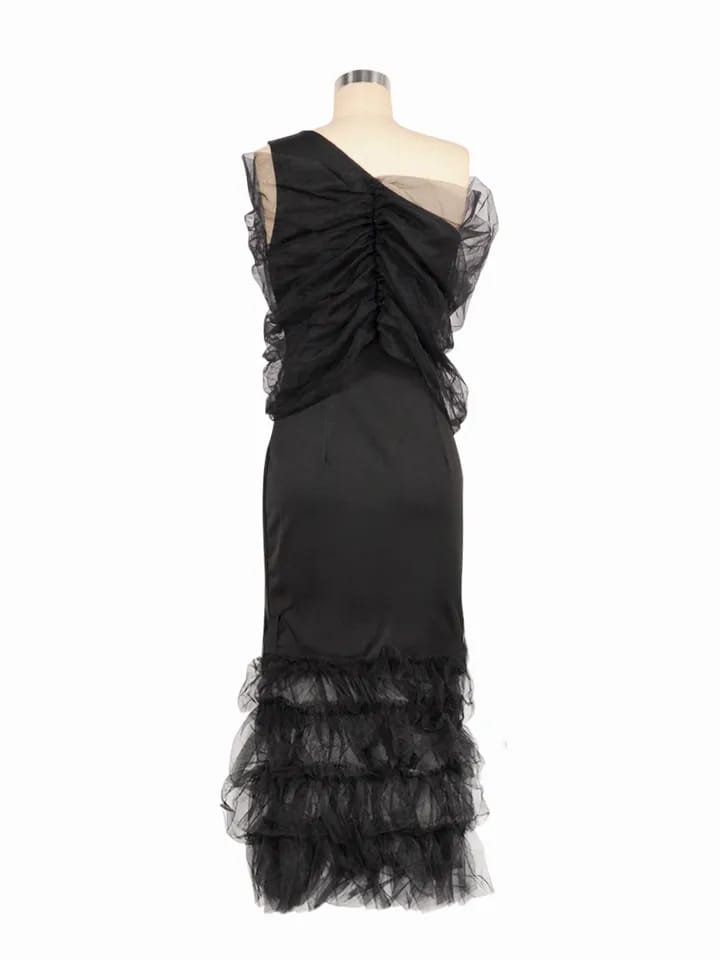Women Dress Elegant Off-the-shoulder Black Dress 070732909 Women Dress Elegant Off-the-shoulder Black Dress 070732909