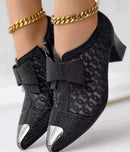 Heels Women's Hollow Mesh Shoes Fashion Rhinestone Square Heel  B127830   (40) - TUZZUT Qatar Online Shopping
