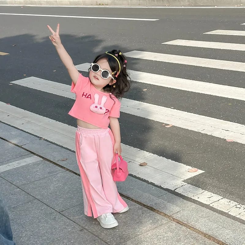 Children's Summer Set Cute Pink Casual Short-sleeved Two-piece Set S4950608 Children's Summer Set Cute Pink Casual Short-sleeved Two-piece Set S4950608
