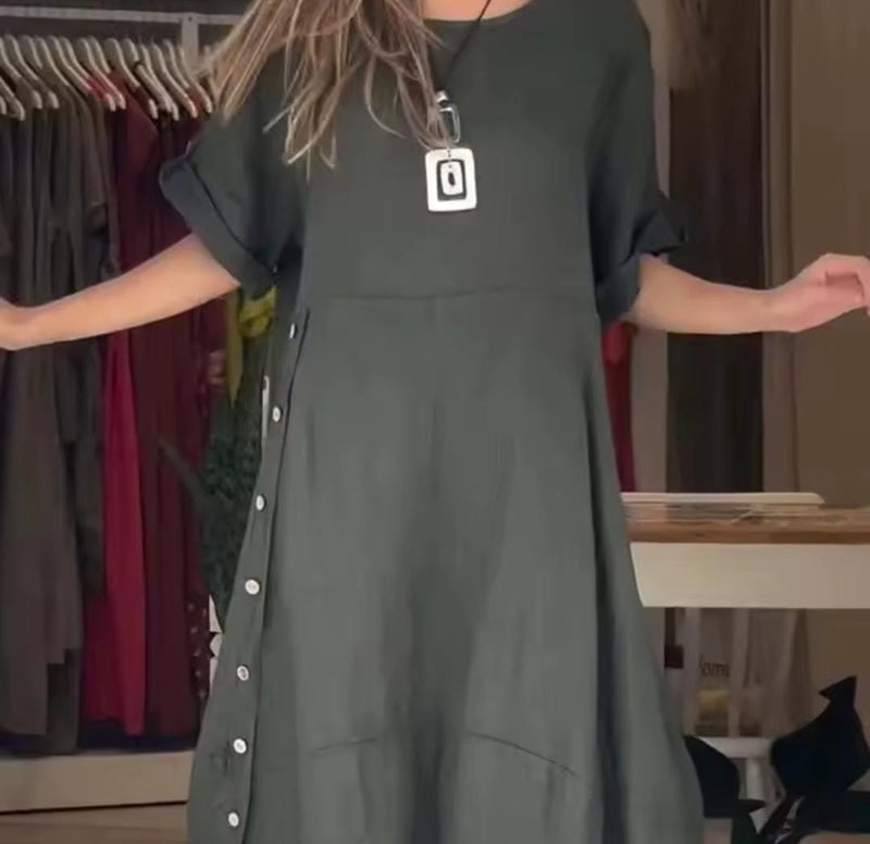 Women Casual Shirts Short Sleeves Button Dress   B-320619 - TUZZUT Qatar Online Shopping