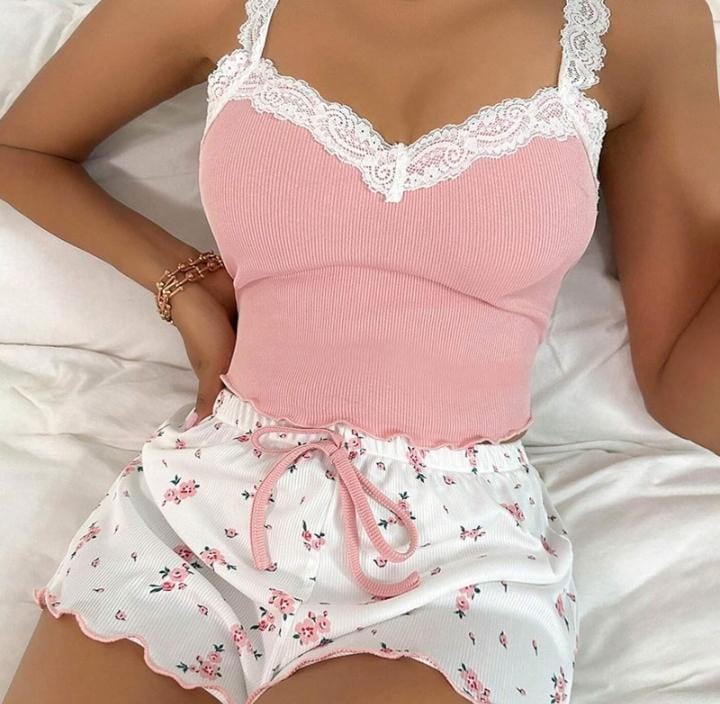 Women's Lace V Neck Shorts Pajama Sets 570170 Women's Lace V Neck Shorts Pajama Sets 570170