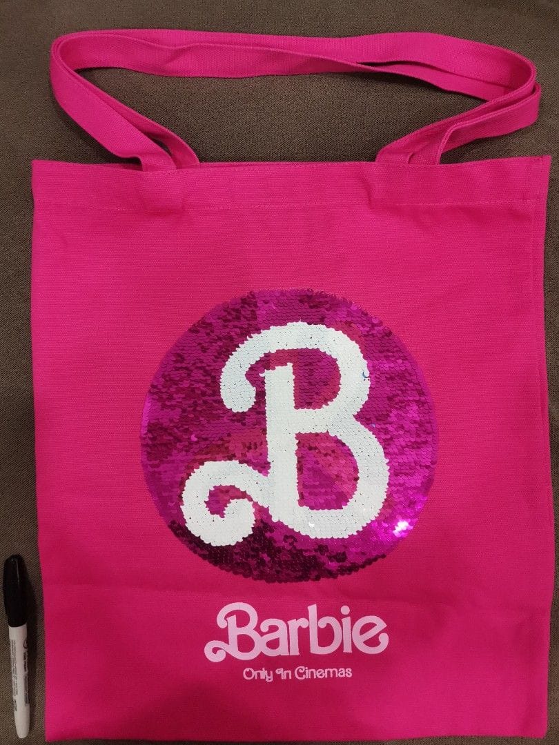 Barbie Only In Cinema Hot Pink Sequin Fabric Tote Bag S5062128 Barbie Only In Cinema Hot Pink Sequin Fabric Tote Bag S5062128