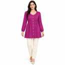Women’s Magenta Button-Front Longline Top LC6111416 - M